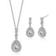 Pear Drop Pave Cubic Zirconia Necklaces And Earrings Set