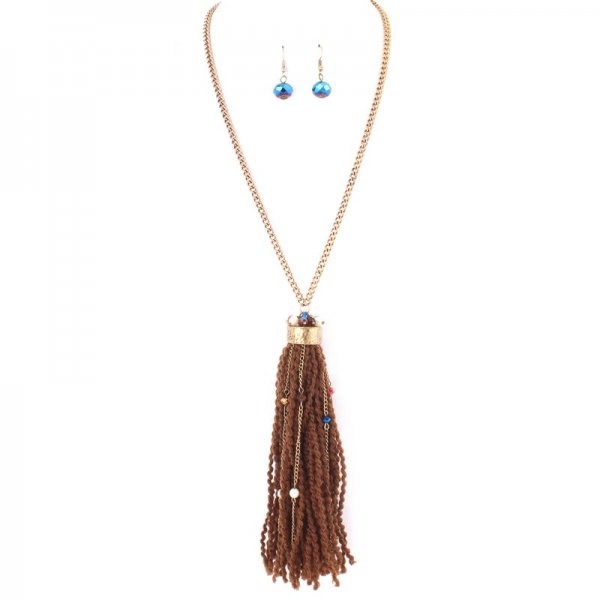 Threaded Tassel Necklace Set