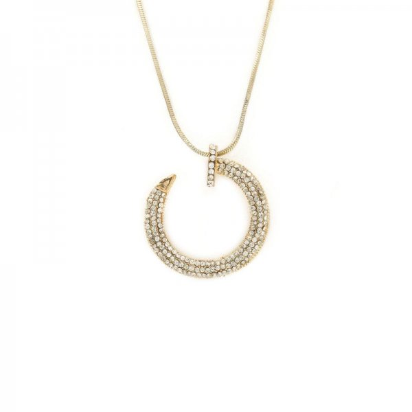 Bent Nail Pendant Long Necklace