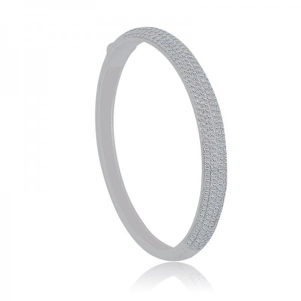 Clear Round Cubic Zirconia Oval Pave Bangle