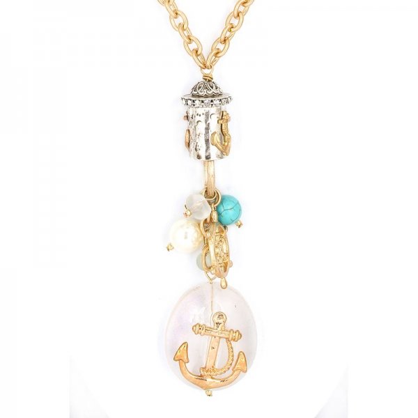 Frosted Anchor Necklace