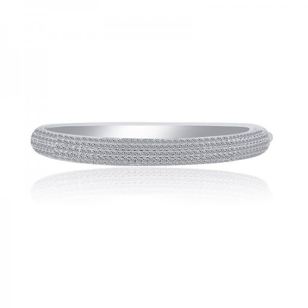 Clear Round Cubic Zirconia Oval Pave Bangle