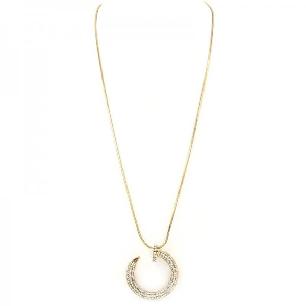 Bent Nail Pendant Long Necklace