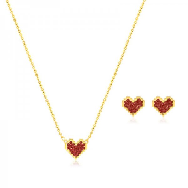 Wholesale Red Heart-Shaped zinc Jewelry Set