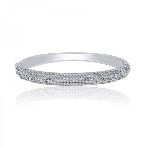 Clear Round Cubic Zirconia Oval Pave Bangle