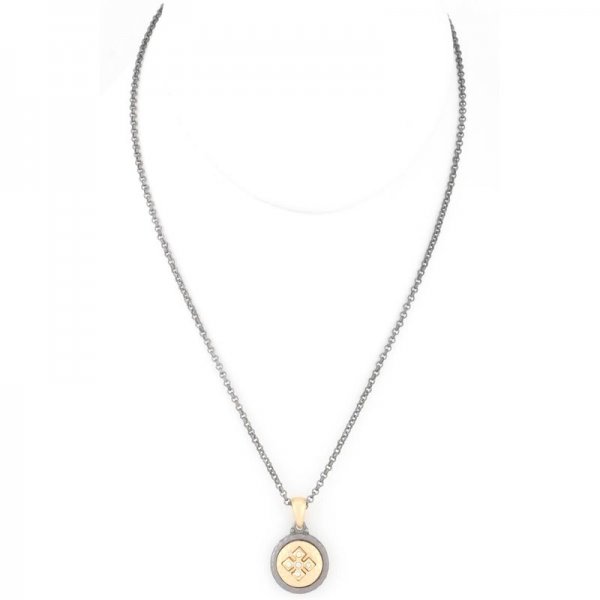 Pave Cross Coin Necklace