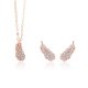 Feather Crystal Necklace Earrings Set